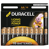 Батарейки DURACELL Basic, AA LR6, Alkaline, 18 шт., в блистере, 1,5 В